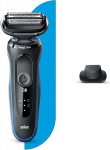 Braun Series 5s raseerija meestele, lihtne raseerimine ja puhastamine, t&auml;psustrimmer, m&auml;rg ja kuiv, 50 min. T&ouml;&ouml;aeg, elektriline raseerija 3 paindliku teraga, EasyClick raseerija &uuml;mberehitamiseks, sinine