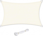 Songmics GSS30EY Sun Awning, Garden UV Protection, Weather-Resistant HDPE (High Density Polyethylene), Breathable, 2,5 x 5 m, Beige