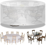 Funshot Garden Furniture Cover, Waterproof, Round, Diameter 250 x 90 cm, Garden Table Tarpaulin, Windproof, Outdoor Table Cover for Furniture Sets, Protective Cover, Garden Furniture, Polyethylene,