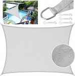 LEcylankEr Awning, Balcony, Triangular, Rectangular, Waterproof Awning Fabric PES Awning, UV Protection Canvas, Waterproof, with Mounting Rope for Garden, Patio (Light Grey, 3 x 4 m)