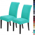 Howhic Stretch Chair Covers for Dining Room, Set of 2, Removable, Washable, Dining Room Chair Covers, Seat Protector, Ideal for Home and Banquet Decoration (Turquoise, Pack of 2)