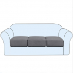 Stretch Cushion Cover Couch Cushion Slipcover Seat Covers Chair Loveseat Sofa Cushion Protector Spandex Elastic Furniture Protector for Seat (Grey, 3)