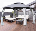 ONDIS24 Aia Gazebo Peotelk 3 x 4 m + komplekt + veekindel metall hall/valge