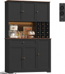 FirFurd k&ouml;&ouml;gikapp 180 cm buffeekapp koos LED k&uuml;ljepaneeliga k&ouml;&ouml;gi jaoks koos vooluv&otilde;rguga k&ouml;&ouml;gikapp t&ouml;&ouml;tasapinnaga ja veiniriiuliga 12 pudelile k&ouml;&ouml;gibuffee k&ouml;&ouml;gim&ouml;&ouml;bel 180 x 100 x 39