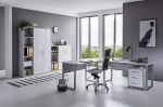Kontorim&ouml;&ouml;bli komplekt Home Office Edition helehall / valge matt - Made in Germany - (komplekt 4)