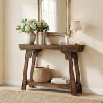 Lailang 105 cm kitsas konsoollaud, t&ouml;&ouml;stuslik stiil, riiul diivani taga, sissep&auml;&auml;sulaud elutuppa, maamaja stiilis m&ouml;&ouml;bel, telefonilaud puidust, 105 x 30 x 85 cm, maal&auml;hedane pruun