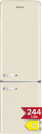 Amica Retro vabalt seisev k&uuml;lmik s&uuml;gavk&uuml;lmikuga 244 L LED-valgustus Klaasriiulid Kroomitud pudelihoidik 181 x 55 x 62 cm Beež - Cool Freezer Combination (jahutus- ja s&uuml;gavk&uuml;lmik)