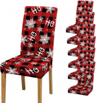 4/6 Pack Christmas Chair Covers Set, punane ja must, Buffalo Check Chair Protectors, Slipcovers, Christmas Snowflake Dining Chair Seat Covers for Kitchen, Restaurant, Holiday, (6PCS)