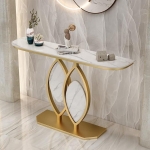 Moderne Konsole aus Steinplatte, Modernes Dekoratives Eingangstisch, Stilvolle Flur- und Sofatisch f&uuml;r Wohnzimmer, Flur, Eingang und Foyer (Gold+White,31.5"/80cm)
