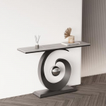 Moderner Rock Panel Konsole Sofatisch mit Metallrahmen, Einfacher Wohnzimmer Beistelltisch f&uuml;r Flur, Foyer, Eingang, Eingang, M