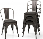 HOMASIS komplekt 4 virnastatavat s&ouml;&ouml;gitooli, t&ouml;&ouml;stuslik stiilis k&ouml;&ouml;gitool metallraamiga, eemaldatav seljatugi, polsterdatud istmepadi kohvikusse, bistro, koormus 150kg (hall)