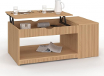 IDMarket - Table Bass Platform Relevable Rectangle Juliette Avec Coffre Effet Lattes
