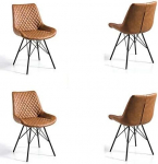 MOMMA HOME - S&ouml;&ouml;gitoolide komplekt 4 tk - Migan mudel - V&auml;rv pruun - M&otilde;&otilde;tmed 42 x 47 x 97,5 cm - Kunstnahast polsterdus - Pehmendusega seljatugi ja iste - Metallkonstruktsioon