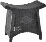 Fu&szlig;hocker mit geschwungener Ablage, Stabiler Sitzhocker/Schemel/Hocker aus echtem Rattan (Schwarz)