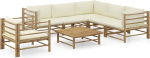 Festnight Garden Lounge Furniture, Patio Garden Furniture Set, Bambus Garden Lounge Diivan, Outdoor Couch Set, Garden Diivan Set, Patio Furniture, 7-osaline