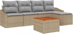 6-teiliges Garten-Sofa-Set mit Kissen Beige Poly Rattan Akazie Gartenlounge Model3347819