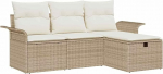 4-teiliges Garten Sofa Set mit Kissen Beige Poly Rattan, 2-Sitzer Garten Sofa mit Stauraum & Kissen Beige Poly Rattan Gartenlounge Model3360182