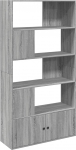 vidaXL Bookcase, Standing Shelf with Storage Space, Wall Shelf, Room Divider for Living Room, Bookcase, Filing Shelf, Office Shelf, Grey Sonoma Wood Material