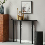 Must poolkuu konsoollaud, kitsas metallist jalgadega k&uuml;ljelaud, stiilne esiku laud elutuppa, esikusse ja esikusse (120 x 25 x 80 cm)