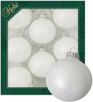 Dekohelden24 Lauschaer j&otilde;ulupuu kaunistuste komplekt 8 kuusepallidega, matt satiinvalge, h&otilde;bedaste kroonidega, l&auml;bim&otilde;&otilde;t umbes 7 cm.