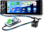 Autoradio 1 DIN traadita Carplay Android autoga, 6,28-tolline Incell HD puuteekraaniga autoraadio toetus Bluetooth 5.2 FM raadio USB / t&uuml;&uuml;p C / AUX peeglilink tagurduskaamera