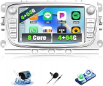 SIXTOP 4+64G autoraadio Ford Focus II mk2 Mondeo S-Max C-Max Galaxy Kuga koos Carplay Android autoga, 7-tolline puutetundlik raadio Bluetooth, WiFi, GPS, FM/RDS, 32EQ, SWC ja tahavaatekaameraga.