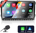 9-tolline VW raadio, autoraadio Golf 5 6 Passat Jetta Caddy Polo cc Tiguan EOS Touran T5 Scirocco Wireless Carplay & Android Car, koos puutetundliku raadio/Bluetooth/FM/AM/USB/DSP/RDS/Mirror Linkiga