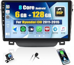 CAMECHO 6+128G 8-tuumaline Android 15 autoraadio Hyundai I30 2011-2015 9-tollise satelliitnavigatsiooniga, 2Din juhtmevaba Carplay Bluetooth raadio Android auto GPS WiFi FM / RDS DSP koos peeglilinkiga + tagurduskaameraga
