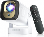 4K HY260pro Mini projektor kodukino WiFi 6 Bluetooth 5.4, 1080P Full HD kaasaskantav projektor Android TV-ga, 180&deg; p&ouml;&ouml;ramine, v&auml;ike kodukino magamistoas &otilde;ues kasutamiseks.
