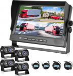 1080P tagumise vaate kaamera 4 jagatud 9-tollise monitoriga, toetab 4 kaamerat DVR / IP68 veekindel / &ouml;ine n&auml;gemine veoautodele, haagissuvilatele, haagissuvilatele 2x10M ja 2x20M kaablitega
