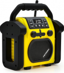 Metronic 477217 Ehitusplatsi raadio Bluetoothiga l&ouml;&ouml;gikindel USB-laadimispordiga telefon - t&ouml;&ouml;koja raadio FM vooluv&otilde;rgust v&otilde;i patareidest muusika kuulamiseks t&ouml;&ouml; ajal - kollane/must v&auml;rviline
