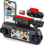 Hodozzy 4-kanaliline Dashcam auto koos WiFi ja rakendusega juhitav, 4K Dash Cam koos Loop salvestusega, 3-tolline GPS Dashcam &ouml;ise n&auml;gemise, G-sensoriga, parkimisrežiimiga, liikumistuvastusega, tagurdusabiga + 64G TF kaart