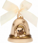 THUN - Bell Limited Edition 2023 Kreemjas keraamiline teddy k&auml;sitsi kaunistatud j&otilde;ulukaunistus, 7.3 x 7.3 x 8.5 cm H