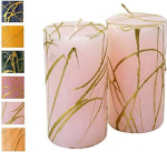 Kuldse mustriga advendik&uuml;&uuml;nlad - 2 tk - Rustiline pind - K&uuml;&uuml;nlad / k&uuml;&uuml;nlad - j&otilde;ulud / j&otilde;ulup&auml;rg / advendip&auml;rg (Pehme roosa, k&otilde;rgus: 11 cm / l&auml;bim&otilde;&otilde;t 6 cm - 2 tk).