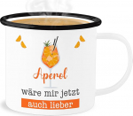 Shirtracer Email Mug Tin Cup - Statement - Aperol Would I Prefer I Aperol Gift I Aperol Fan I Aperol Spray Gift I Aperol Gift Ideas - 300 ml - White Black