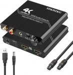SDKDZKG HDMI 2.0 Audio Extractor, HDMI Optiline Toslink SPDIF 3,5 mm Stereo R / L Audio v&auml;ljund muundur koos helitugevuse reguleerimise, toetab 4K @ 60Hz HDCP 2.2 HDR 3D YUV 4:4:4, PS5/4 Blu-ray jaoks