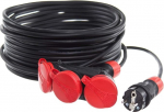 KEL pikenduskaabel 3 x 1,5 mm&sup2; IP44 kaabel kummist voolikuga Mitme pistikupesa pistikupesa Punane Must 10 m