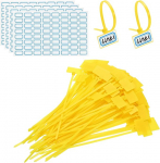 PATIKIL 6-tollised kaablisidemed, 200 kaablisideme etikettide pakett Nailonist traatm&auml;rgistusetikettide enesem&auml;rgistus plastikust lindid kirjutatav koos sildipaberiga organisatsiooni kaabli jaoks, kollane