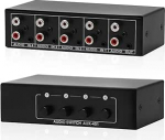 Audio Switcher 4 in 1 Out, passiivne audio l&uuml;liti 3,5 mm Aux + RCA L / R, Audio Switcher 4-Way Stereo Audio Distribution Box Selection Box Analogue Audio Selector Splitter for Phono, Headphones, Speakers