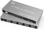 HDMI Splitter 1 in 4 Out HDMI Splitter 4 monitorile - toetab kuni 8K @ 60Hz ja 4K @ 120Hz monitori kopeerimist, TV/PC/PS5/PS4/Xbox jaoks.