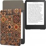kwmobile H&uuml;lle kompatibel mit Amazon Kindle (2022/2024) - Kork eReader Schutzh&uuml;lle Cover Case - Fliesenmuster Braun Blau Rot
