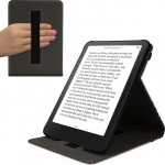 kwmobile H&uuml;lle kompatibel mit Amazon Kindle Paperwhite (2024)/Colorsoft H&uuml;lle - Case mit Schlaufe und St&auml;nder - Lesende Frau Schwarz Beige