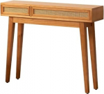 Console Sofa Table with Rattan Drawers Modern Entryway Accent Furniture for Living Room Hallway Behind Couch