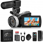 Videokaamera 4K 48MP videokaamera IR &ouml;&ouml;n&auml;gemisega, 18X digitaalne suum 3.0-tolline 270&deg; p&ouml;&ouml;ratav puuteekraan Vlogimise kaamera YouTube'ile Tiktok koos puldiga, mikrofoniga, 32GB TF-kaardiga, 2