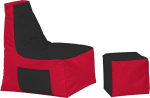 MB MILLINDABAG Optimal Bean Bag with Backrest & Stool - for Children and Adults - Armchair - Cushion - Indoor & Outdoor - Gaming Suitable & Ready Filled - Seat Cushion Floor Cushion (Red - Black)
