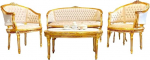 Sofa Set Retro Style French Baroque and Rococo Style Beige Floral Damask Lounge Couch Set Handmade Antique Style for Living Room Home Decoration