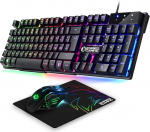 EMPIRE GAMING - 3-in-1 Pack MK800 - Tastiera Gaming QWERTY Italiana RGB 105 Tasti 19 Tasti Anti-Ghosting - Gaming Mouse RGB Ergonomico 2400 DPI - Tappetino per Mouse - PC PS4 PS5 Xbox One/Series Mac