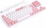 Dilwe juhtmega USB m&auml;nguklaviatuur multimeedia klahvidega, 2 v&auml;rvi m&auml;ngimine ABS mehaaniline klaviatuur Alemeine laua- ja s&uuml;learvutitele (valge ja roosa)