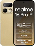 realme 16 Pro 5G nutitelefon 8+256GB, Master Gold, MediaTek Dimensity 7300 Max, 6,78-tolline 144Hz AMOLED, 200MP OIS tagakaamera, 50MP esikaamera, 6500mAh aku, 80W Ultra Charge, NFC, IR-kaugjuhtimispult