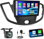 2+64G Android autoraadio Ford Transit 2015-2019, 9-tolline IPS puuteekraan juhtmevaba CarPlay Android auto GPS WiFi DSP 32EQ + AHD kaamera ja mikrofon